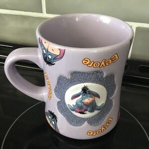 16 oz EEYORE Mug Disney Winnie The Pooh Glitter Flower Allover Print